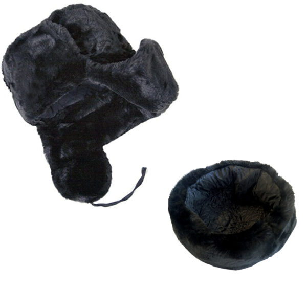 Colbacco Nero In Misto Lana In Dotazione all'Esercito Russo. Originale Soviet Ushanka. - immagine 3