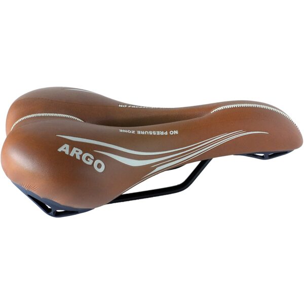 Sella Montegrappa Originale con Foro Anti Prostatico Ideale per Mountain Bike in Pelle Sintetica MOD Argo 1370 (Colore: Miele)