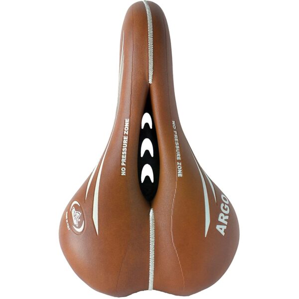 Sella Montegrappa Originale con Foro Anti Prostatico Ideale per Mountain Bike in Pelle Sintetica MOD Argo 1370 (Colore: Miele) - immagine 2