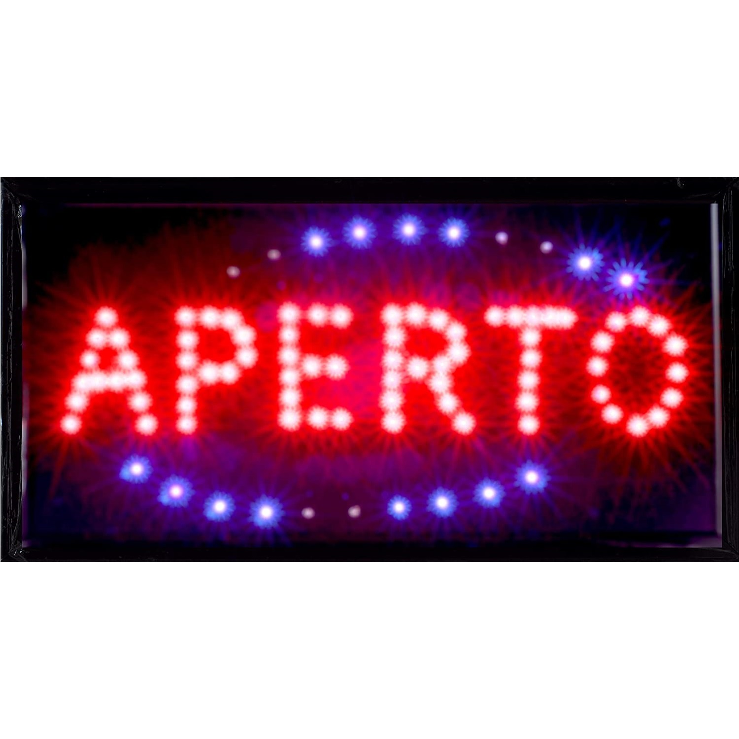 Insegna Luminosa a Led con Scritta APERTO 48x25x2 cm con Led Blu  Lampeggianti – CUCUBASTORE