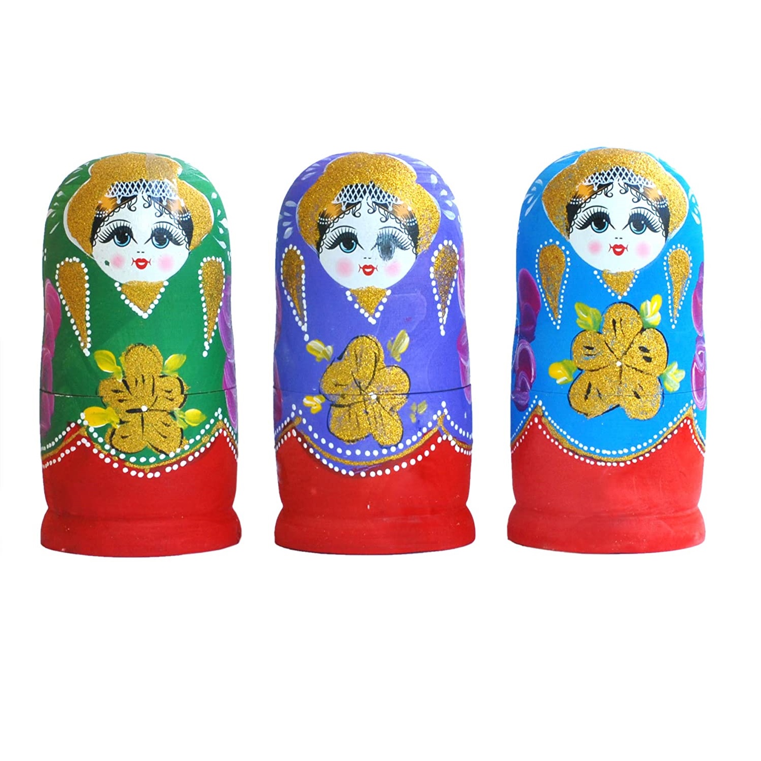 Matrioska 4 Pezzi in Legno Set da 4 Bambole Matriosca Coloratissime Originali dell’Ex URSS CCCP 