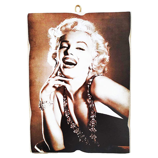 KUSTOM ART Quadro Quadretto Stile Vintage Marilyn Monroe da Collezione Stampa su Legno 