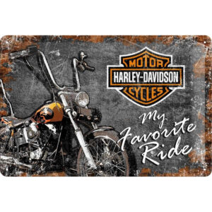Nostalgic-Art Targa Vintage Harley-Davidson Favourite Ride – Idea Regalo per Amanti di Moto, Metallo, Design Retro per Decorazione, 20 x 30 cm 22174