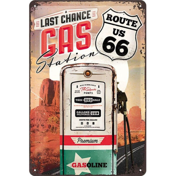 Nostalgic-Art Targa Gas Station, Metallo, Design Retro per Decorazione, 30 x 20 cm 22215