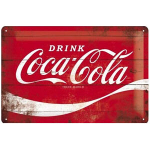 Nostalgic-Art Targa Vintage Cola – Logo Red Wave – Idea Regalo per Amanti della Coca, in Metallo, Design Retro per Decorazione, 20 x 30 cm  22235