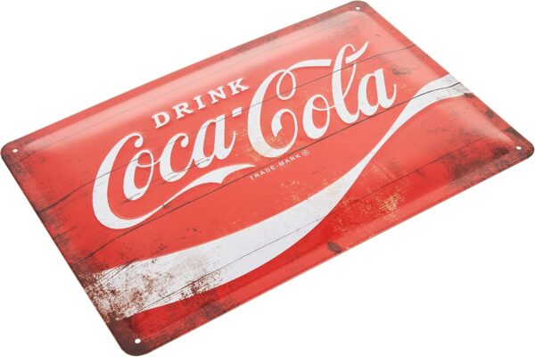 Nostalgic-Art Targa Vintage Cola – Logo Red Wave – Idea Regalo per Amanti della Coca, in Metallo, Design Retro per Decorazione, 20 x 30 cm  22235 - immagine 2