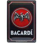 Nostalgic-Art Targhe Vintage, Bacardi – Logo Black – Idea regalo per gli amanti del rum, in metallo, Design retro per decorazione, 20 x 30 cm  22319
