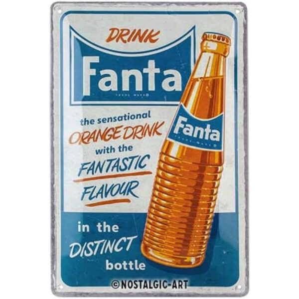 Nostalgic-Art Targhe Vintage, Fanta, Sensational Drink – Idea regalo per accessori da bar, in metallo, Design retrò per decorazione, 20 x 30 cm, 22347