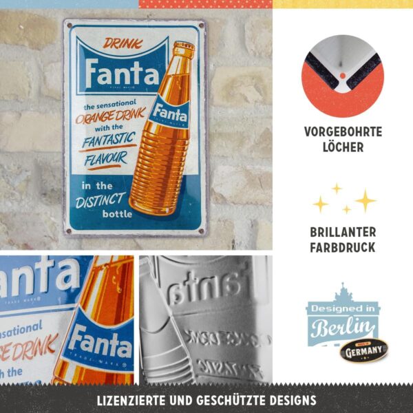 Nostalgic-Art Targhe Vintage, Fanta, Sensational Drink – Idea regalo per accessori da bar, in metallo, Design retrò per decorazione, 20 x 30 cm, 22347 - immagine 3