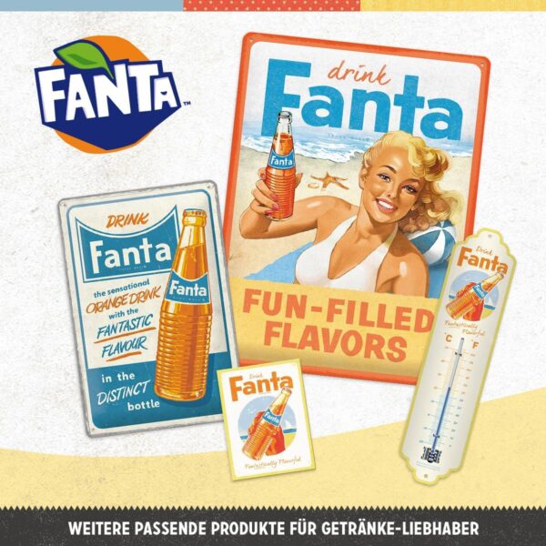Nostalgic-Art Targhe Vintage, Fanta, Sensational Drink – Idea regalo per accessori da bar, in metallo, Design retrò per decorazione, 20 x 30 cm, 22347 - immagine 4