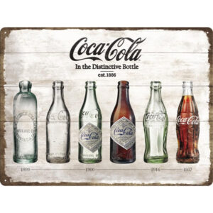 Nostalgic-Art Targa Vintage Cola – Bottle Timeline – Idea Regalo per Amanti della Coca, in Metallo, Design Retro per Decorazione, 30 x 40 cm 23207