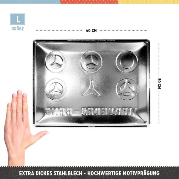 Nostalgic-Art Targa Vintage Mercedes-Benz – Logo Evolution – Idea regalo per amanti di accessori per auto, in metallo, Design retro, 30 x 40 cm 23251 - immagine 2