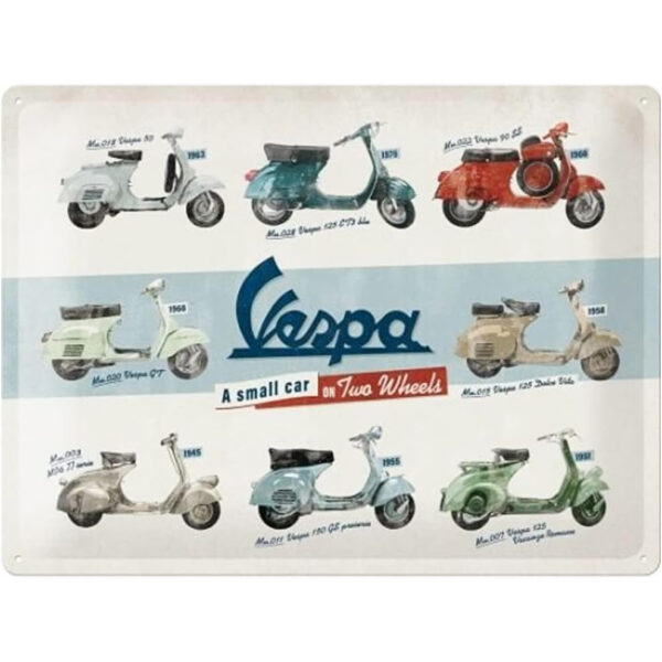 Nostalgic-Art Targa Vintage Vespa – Model Chart – Idea regalo per amanti degli scooter, in metallo, Design retro per decorazione, 30 x 40 cm 23258