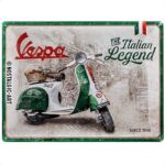 Nostalgic-Art Targa Vintage Vespa – Italian Legend – Idea regalo per amanti degli scooter, in metallo, Design retro per decorazione, 30 x 40 cm  23283
