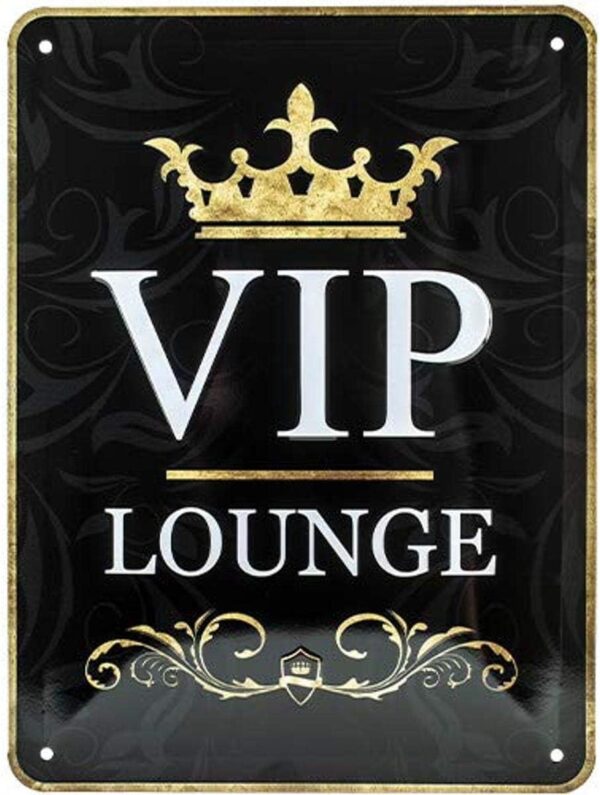 Nostalgic-Art Targa Vintage Achtung – VIP Lounge – Segnale di avviso per Idea Regalo, in Metallo, Design Retro per Decorazione, 15 x 20 cm 26123 - immagine 2