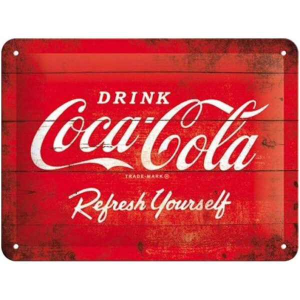Nostalgic-Art Targa di metallo 15 x 20 cm – Coca-Cola - Logo Red Refresh Yourself 26173