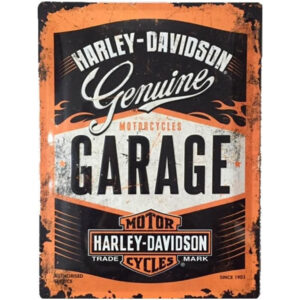 Nostalgic-Art Targa Vintage Harley-Davidson Garage – Idea Regalo per Amanti di Moto, in Metallo, Design Retro per Decorazione, 15 x 20 cm 26178