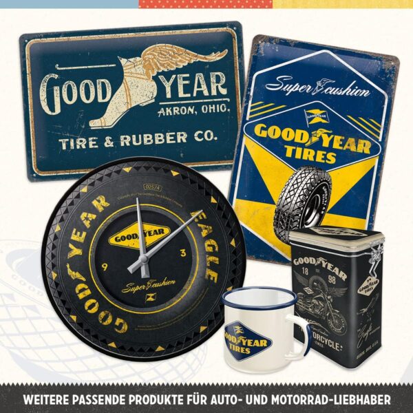 Nostalgic-Art Targa Vintage Goodyear – Motorcycle – Idea regalo per amanti di auto e moto, in metallo, Design retro per decorazione, 15 x 20 cm 26224 - immagine 5