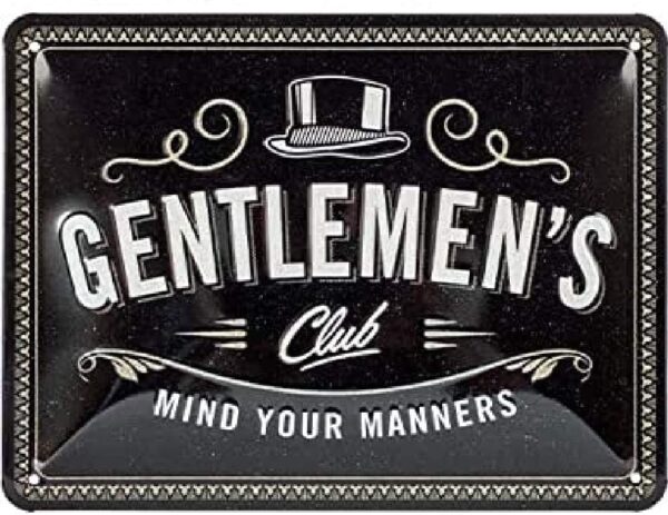 Nostalgic-Art Targa Vintage Achtung – Gentlemen's Club – Idea regalo per uomini, in metallo, Design retro per decorazione, 15 x 20 cm 26249 - immagine 2