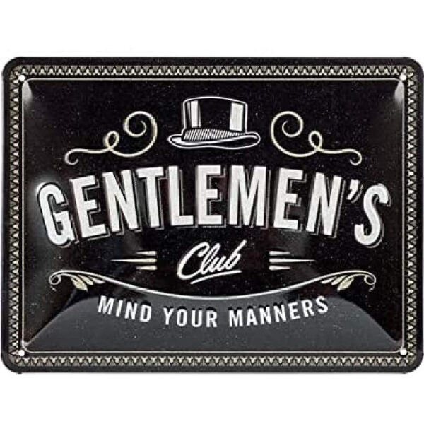 Nostalgic-Art Targa Vintage Achtung – Gentlemen's Club – Idea regalo per uomini, in metallo, Design retro per decorazione, 15 x 20 cm 26249