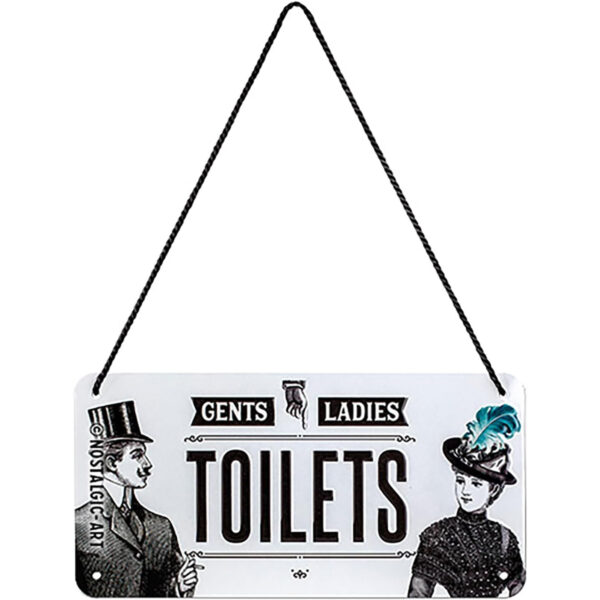 Nostalgic-Art Targa da Appendere Ladies & Gentlemen Toilets – Idea Regalo per i nostalgici, in Metallo, Decorazione con Design Vintage, 10 x 20 cm 28014