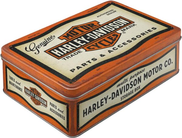 Nostalgic-Art Contenitori in latta retrò piatti, 2,5 l, Harley-Davidson – Parts & Accessoires – Idee regalo per biker, scatola con coperchio, design vintage 30763 - immagine 2