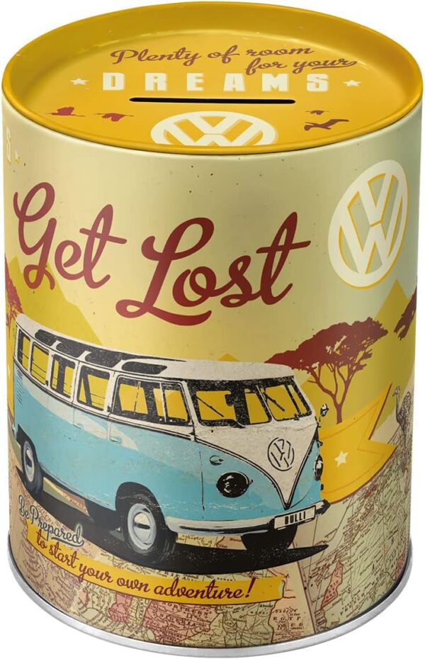 Nostalgic-Art Salvadanai retrò, Bulli T1 – Let's Get Lost – Idea Regalo per i Bus VW, Salvadanaio in Metallo, Scatola dei Soldi lamiera, 1 L 31003 - immagine 2