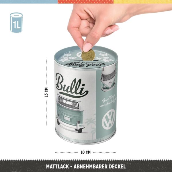 Nostalgic-Art retrò Volkswagen – Good Things – Idea Regalo per i Bus VW, Salvadanaio in Metallo, Scatola dei Soldi lamiera, 1 L 31004 - immagine 3