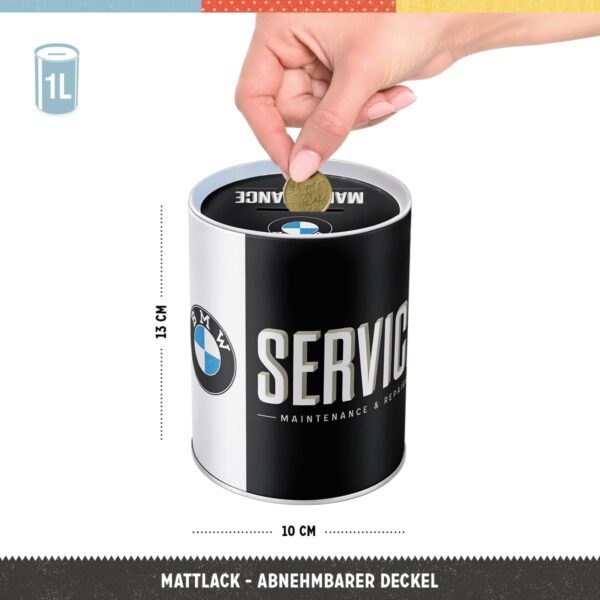 Nostalgic-Art retrò Service – Idee Regalo per Amanti BMW, salvadanaio in Metallo, Design Vintage, 1 L 31011 - immagine 3