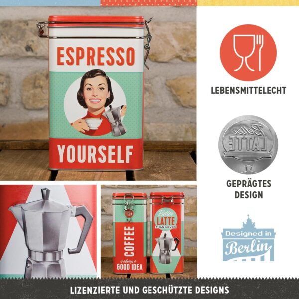 Nostalgic-Art Contenitori da caffè retrò Espresso Yourself – Idea Regalo per la Cucina, con Coperchio Salva Aroma, Design Vintage, 1,3 L 31104 - immagine 2