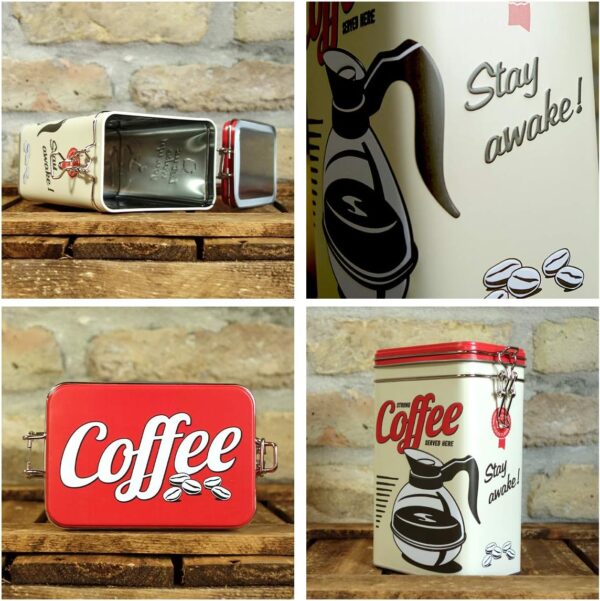 Nostalgic-Art Contenitori da caffè retrò Strong Coffee Served Here – Idea Regalo per la Cucina, con Coperchio Salva Aroma, Design Vintage, 1,3 L 31105 - immagine 4