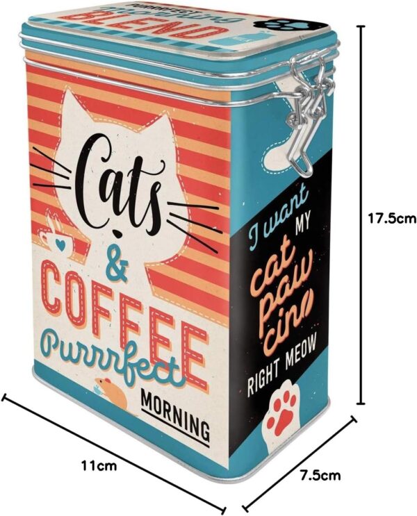 Nostalgic-Art Contenitori retrò Cats & Coffee – Idea Regalo per Proprietari di Gatti, Scatola di Latta con Coperchio Salva Aroma, Design Vintage, 1,3 L 31125 - immagine 5