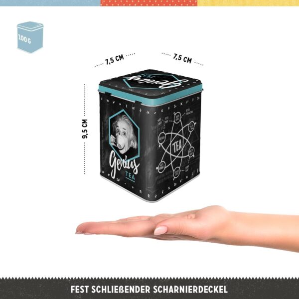 Nostalgic-Art Contenitori Retro Einstein – Genius Tea – Idea Regalo per Studenti, Sfuso e bustine di tè, Design Vintage, 100 g 31312 - immagine 4