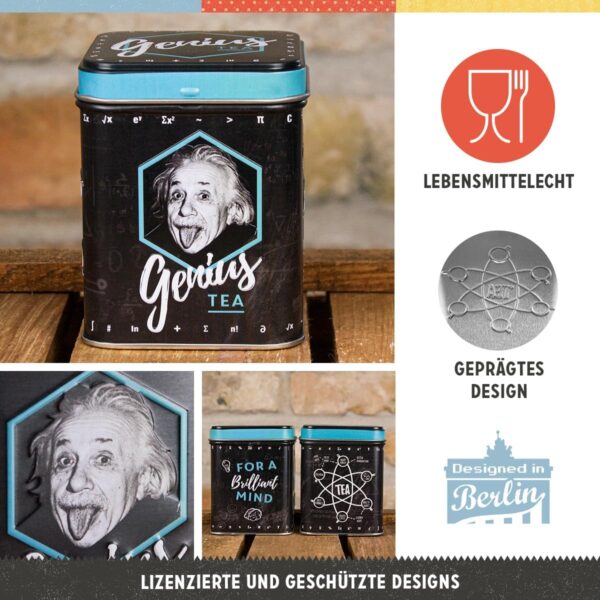 Nostalgic-Art Contenitori Retro Einstein – Genius Tea – Idea Regalo per Studenti, Sfuso e bustine di tè, Design Vintage, 100 g 31312 - immagine 5
