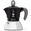 Bialetti Caffettiera Moka Induction, 2 Tazze (100 ml), Adatta a Tutti i piani cottura, Design Elegante, Nero