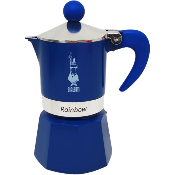 Bialetti Caffettiera 1 Tazza Rainbow Blu Schiaccianoci Collection Serie Limitata