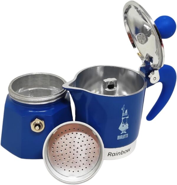 Bialetti Caffettiera 1 Tazza Rainbow Blu Schiaccianoci Collection Serie Limitata - immagine 2