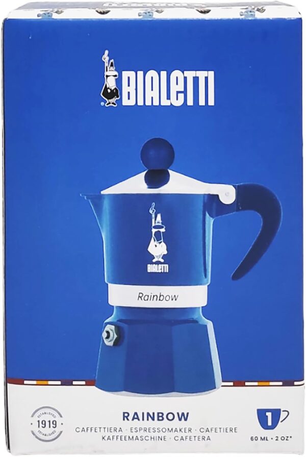 Bialetti Caffettiera 1 Tazza Rainbow Blu Schiaccianoci Collection Serie Limitata - immagine 4
