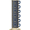 Bialetti Set 6 Tazzine Impilabili Blu Art Deco' Glamour con Struttura in Metallo