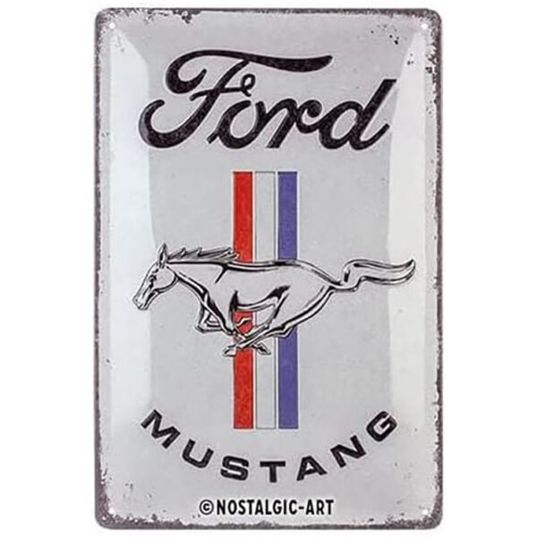 Nostalgic-Art Targa Vintage Ford Mustang - Horse Logo – Idea regalo per amanti del Vintage, in metallo, Design retro per decorazione, 20 x 30 cm  22343