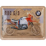 Nostalgic-Art Targa retrò, 15 x 20 cm, BMW – R 80 G/S Paris Dakar – Idee Regalo per Amanti del Vintage, in Metallo, Design Vintage 26246