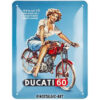 Nostalgic-Art Targa retrò, 15 x 20 cm, Ducati – Cilindrata 60 Pin Up – Idee Regalo per Amanti del Vintage, in Metallo, Design Vintage 26312