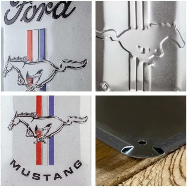 Nostalgic-Art Targa Vintage Ford Mustang - Horse Logo – Idea regalo per amanti del Vintage, in metallo, Design retro per decorazione, 20 x 30 cm  22343 - immagine 3