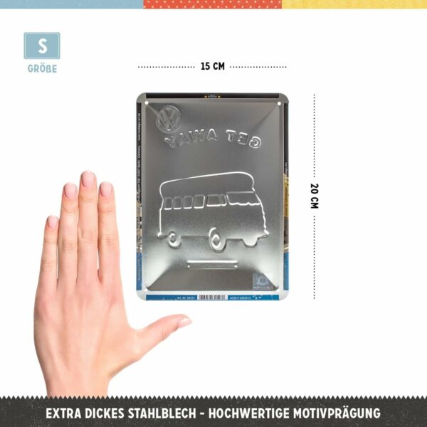 Nostalgic-Art Targa retrò, 15 x 20 cm, Bulli T1 – Let's Get Away Night – Idee Regalo per Amanti del Vintage, in Metallo, Design Vintage 26251 - immagine 2