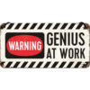 Nostalgic-Art Targa da Appendere Genius at Work – Idea Regalo per i nostalgici, in Metallo, Decorazione con Design Vintage, 10 x 20 cm 28007