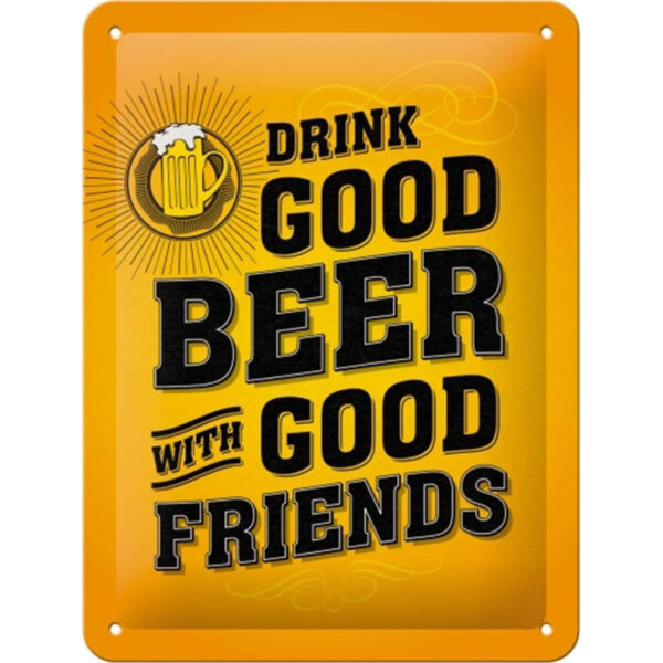 Nostalgic-Art Targa retrò, 15 x 20 cm, USA – Drink Good Beer – Idee Regalo per Amanti del Vintage, in Metallo, Design Vintage 26204