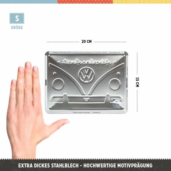 Nostalgic-Art Targa retrò, 15 x 20 cm, Volkswagen – Bulli T1 – Adventure Awaits – Idee Regalo per Amanti del Vintage, in Metallo, Design Vintage 26222 - immagine 2