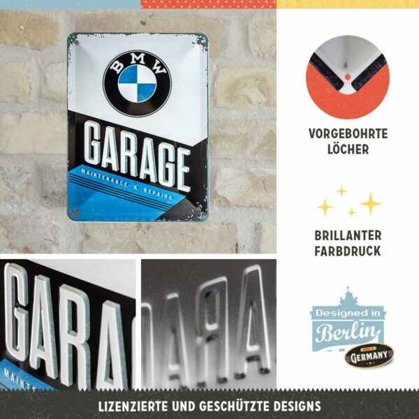 Nostalgic-Art Targa retrò, 15 x 20 cm, USA – BMW – Garage –  – Idee Regalo per Amanti del Vintage, in Metallo, Design Vintage 26212 - immagine 3