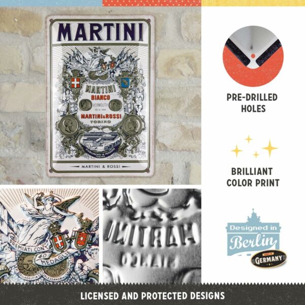 Nostalgic-Art Targa Vintage Martini – Bianco Vermouth Label – Idea regalo per amanti del Vintage, in metallo, Design retro per decorazione, 20 x 30 cm  22379 - immagine 3