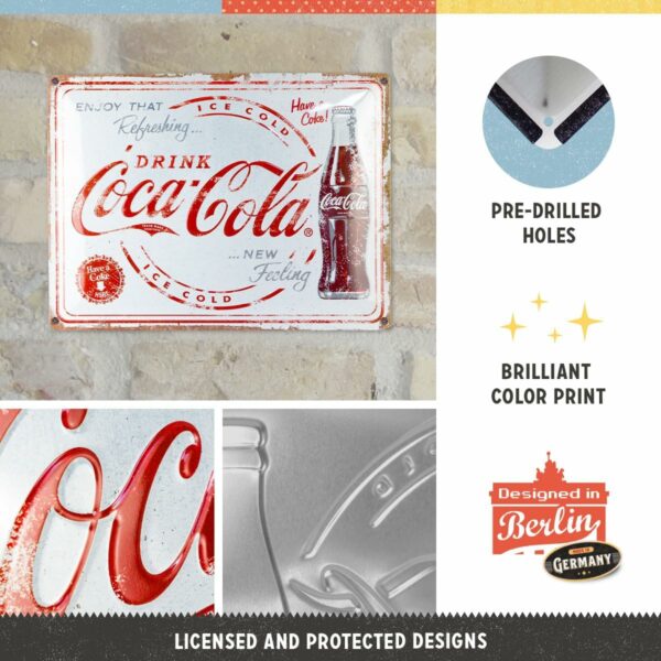 Nostalgic Art Targa Coca-Cola – Refreshing New Feeling, Acciaio, Multicolore, 40x30 cm 23370 - immagine 3